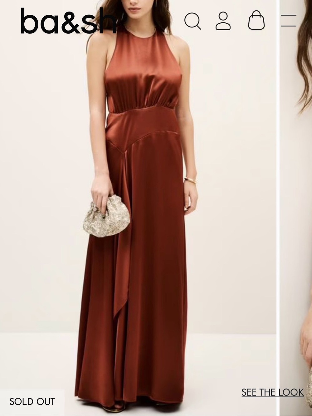 ba&sh Burnt Sienna Satin Maxi Dress